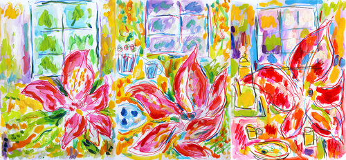 Triptyque Hibiscus Jean Mirre