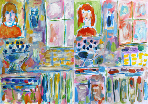 Diptyque bathroom de Jean Mirre, Obra en papel a la venta en Singulart