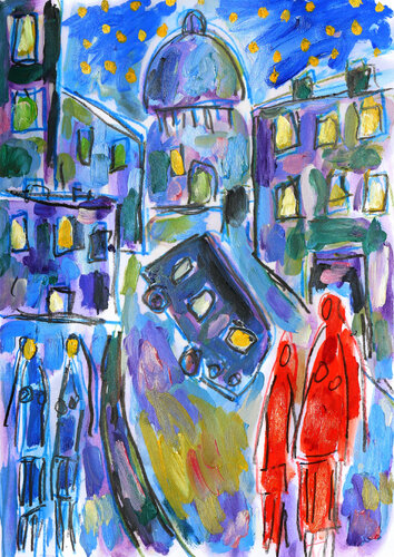 Night street by Jean Mirre, Work on Paper for Sale on Singulart