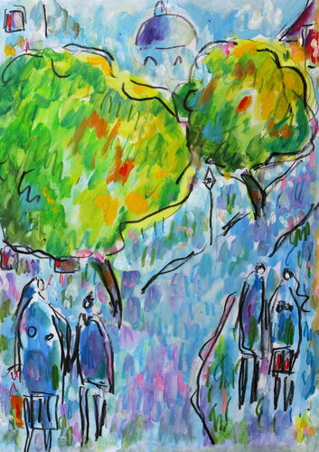 Gens de Montmartre par Jean Mirre, Œuvre sur papier en vente sur Singulart