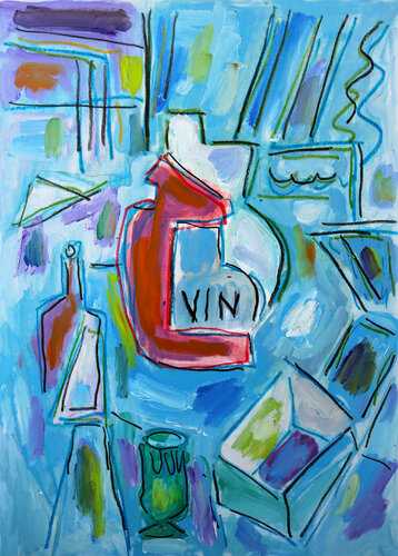 Néo Cubisme du vin par Jean Mirre, Œuvre sur papier en vente sur Singulart