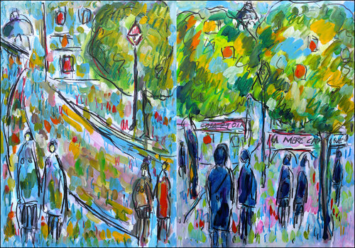 Diptyque Chez la Mère Catherine à Montmartre von Jean Mirre, Werk auf Papier kaufen auf Singulart