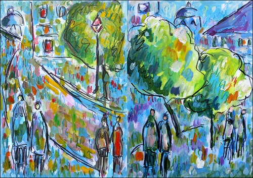 Diptyque Montmartre et Réverbère von Jean Mirre, Werk auf Papier kaufen auf Singulart