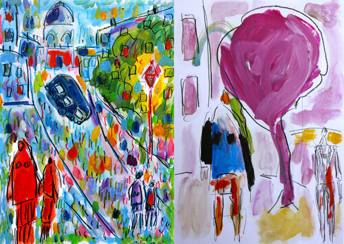 Afternoon Stroll, meeting ladies von Jean Mirre, Werk auf Papier kaufen auf Singulart