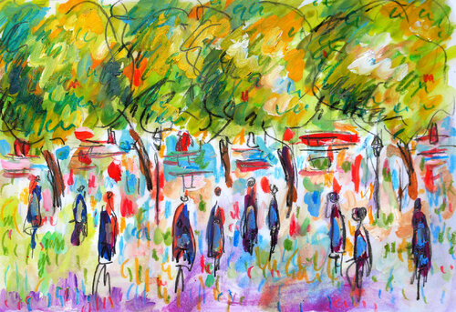 Place de Paris par Jean Mirre, Œuvre sur papier en vente sur Singulart