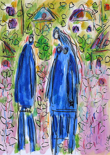 Couple bleu di Jean Mirre, Opera su carta in vendita su Singulart