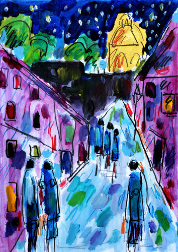 Rue des violences policières van Jean Mirre, Werk op papier te koop op Singulart