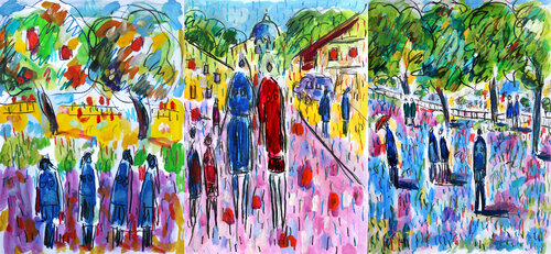 Triptyque Western world Jean Mirre