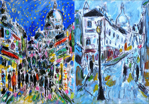 Montmartre night and day von Jean Mirre, Werk auf Papier kaufen auf Singulart