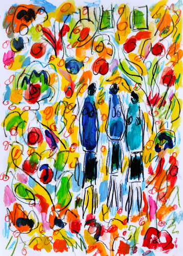 Jeunes femmes et fleurs di Jean Mirre, Opera su carta in vendita su Singulart