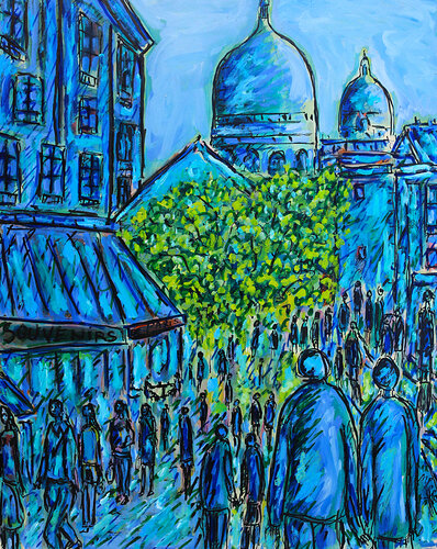 Bleu Montmartre de Jean Mirre, Obra en papel a la venta en Singulart