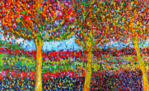 Trees company di Jean Mirre, Pittura in vendita su Singulart