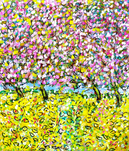 Trees and sky by Jean Mirre, Painting for Sale on Singulart