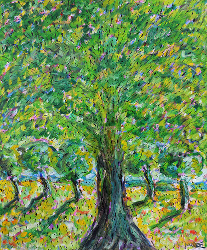 Arbre aux oiseaux fleurs von Jean Mirre, Malerei kaufen auf Singulart