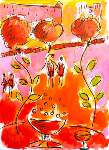 Love on a pink day di Jean Mirre, Opera su carta in vendita su Singulart
