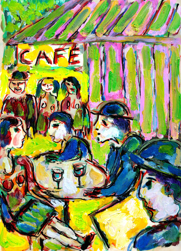 Café Rive Gauche par Jean Mirre, Œuvre sur papier en vente sur Singulart