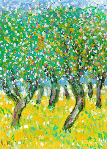 Oliviers en fleurs van Jean Mirre, Werk op papier te koop op Singulart