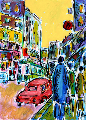 L'autobus au Palace van Jean Mirre, Werk op papier te koop op Singulart