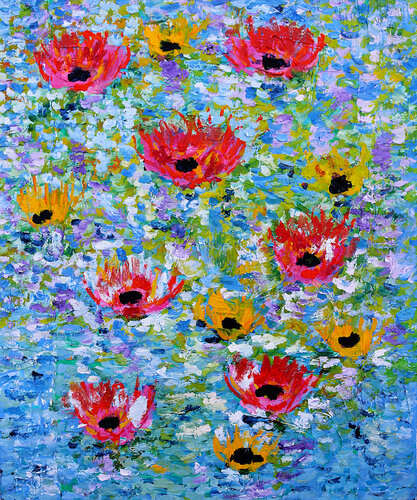 Nénuphars by Jean Mirre, 회화 for Sale on Singulart