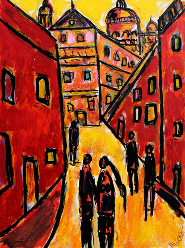 Dimanche en ville di Jean Mirre, Pittura in vendita su Singulart