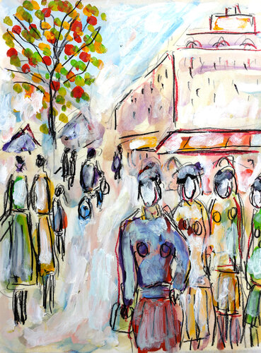 Shopping ladies van Jean Mirre, Werk op papier te koop op Singulart