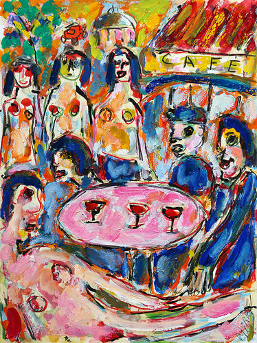 Café Montpar by Jean Mirre, Painting for Sale on Singulart