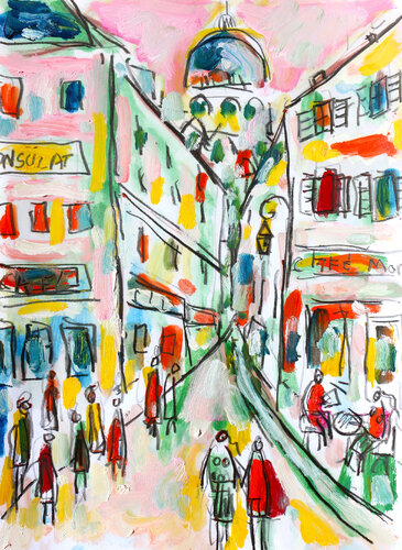 Déjeuner en terrasse von Jean Mirre, Werk auf Papier kaufen auf Singulart