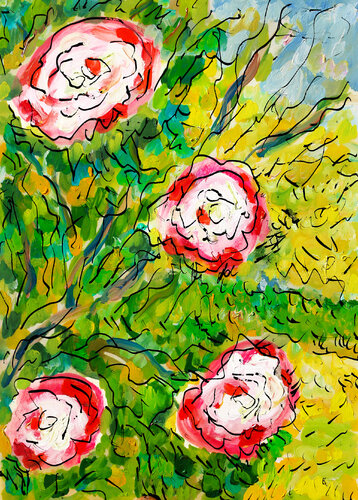 Camélias roses von Jean Mirre, Malerei kaufen auf Singulart