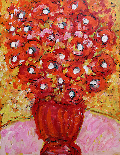 Vase et fleurs par Jean Mirre, Peinture en vente sur Singulart