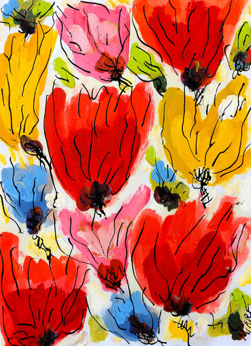 exTulipes montgolfières van Jean Mirre, Werk op papier te koop op Singulart