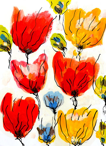 Tulipes rouges et jaunes par Jean Mirre, Peinture en vente sur Singulart