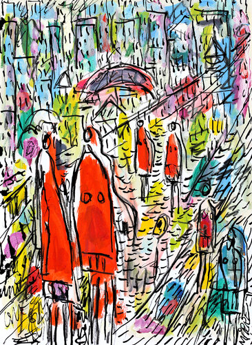 Ville et pluie von Jean Mirre, Malerei kaufen auf Singulart