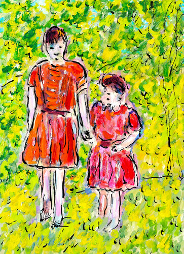 Petites sœurs par Jean Mirre, Peinture en vente sur Singulart