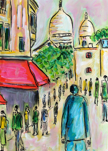 exPiétons au Sacré-Cœur van Jean Mirre, Schilderij te koop op Singulart