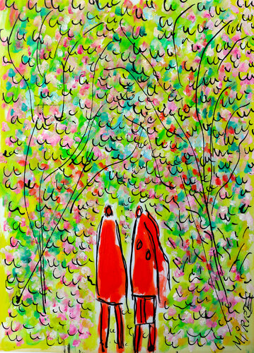 Amour et arbres  SOLD van Jean Mirre, Schilderij te koop op Singulart