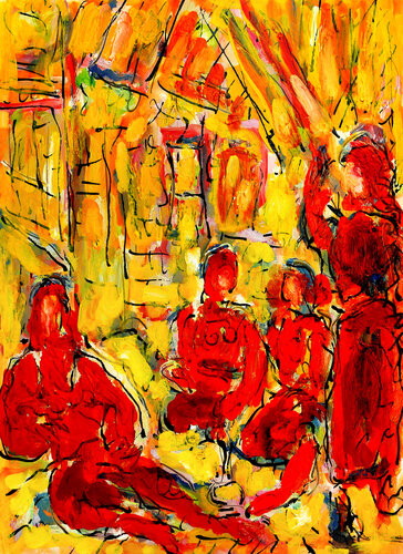 Femmes d'Alger (après Delacroix et Picasso) van Jean Mirre, Schilderij te koop op Singulart