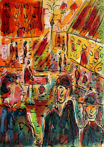 La vie des villes par Jean Mirre, Peinture en vente sur Singulart