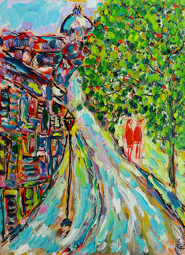 Sur le chemin de l'école by Jean Mirre, 絵画 for Sale on Singulart