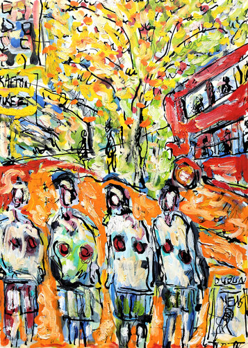 Dublin News par Jean Mirre, Peinture en vente sur Singulart