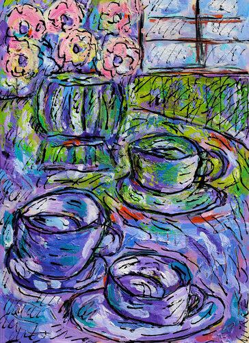 Café agité  SOLD van Jean Mirre, Schilderij te koop op Singulart