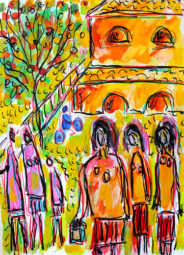 Le vélo bleu par Jean Mirre, Peinture en vente sur Singulart