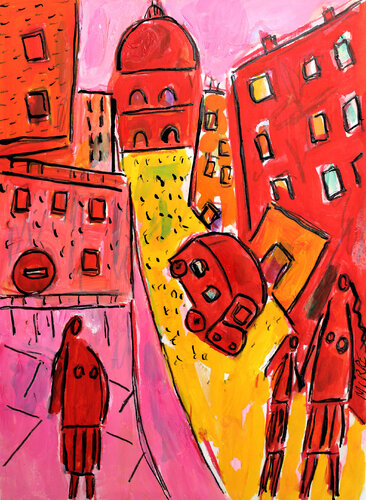 Paris rouge par Jean Mirre, Peinture en vente sur Singulart