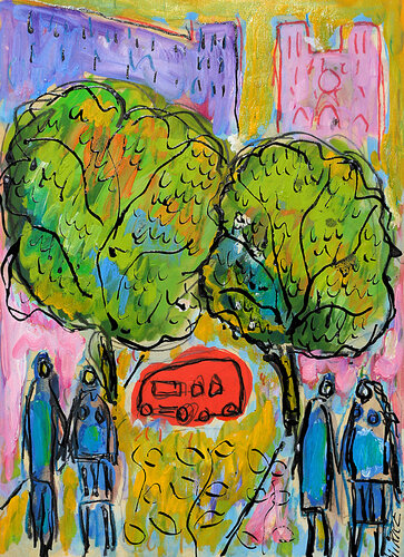 Deux couples à Paris par Jean Mirre, Peinture en vente sur Singulart