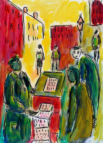 Orgue de barbarie by Jean Mirre, Painting for Sale on Singulart