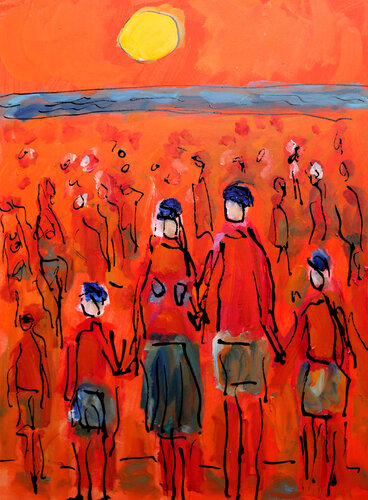 exFamille à la plage van Jean Mirre, Schilderij te koop op Singulart