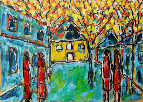 Maison jaune van Jean Mirre, Schilderij te koop op Singulart