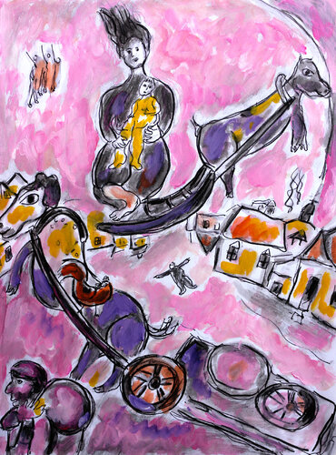 Pink Chagall van Jean Mirre, Schilderij te koop op Singulart