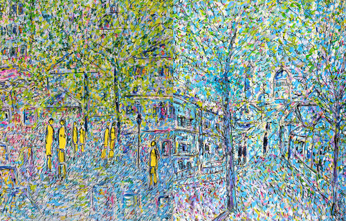 exChâteau des brouillards et Yellow stage par Jean Mirre, Peinture en vente sur Singulart