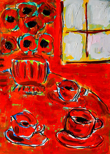 Géranium et café von Jean Mirre, Malerei kaufen auf Singulart