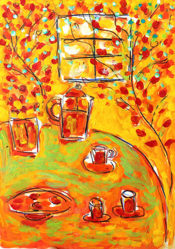 Café pistache van Jean Mirre, Schilderij te koop op Singulart